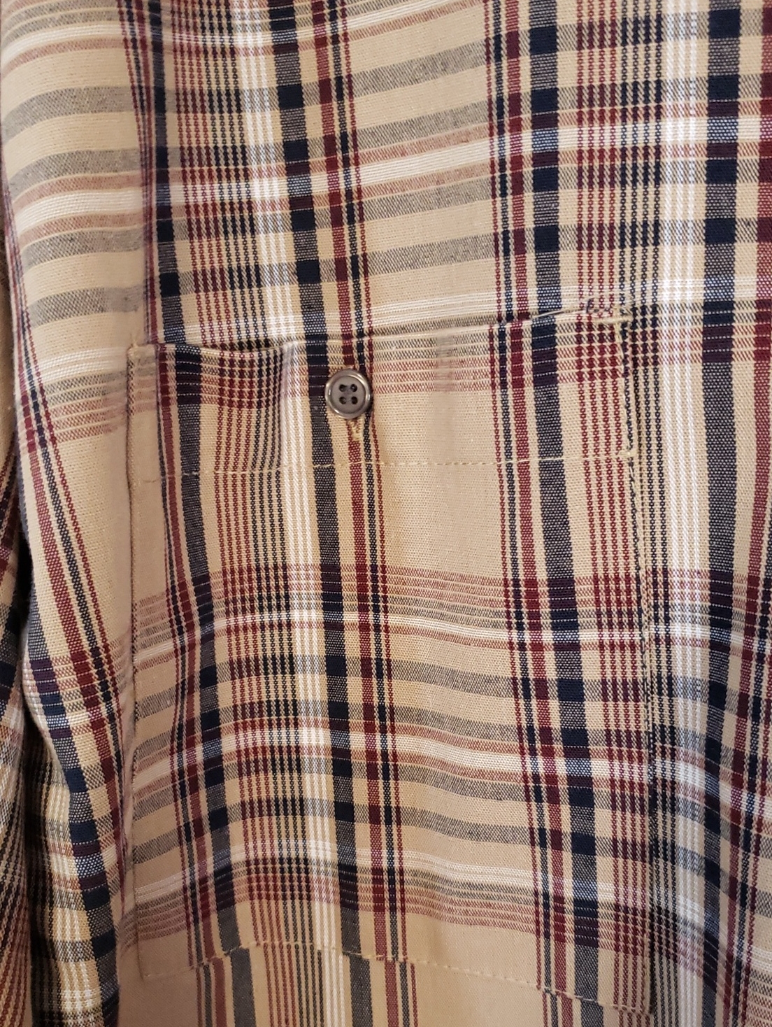 Max Studio Tan And Brown Plaid Button-Down Roll Tab Sleeve Shirt — image 4 of 6